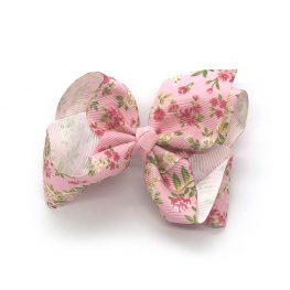 floral-prints-childrens-kids-ribbon-hair-bows-clip-light-pink-1a