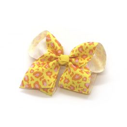 leopard-print-childrens-kids-hair-bows-clip-yellow-1