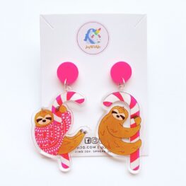 cute-candy-cane-sloth-christmas-earrings-1