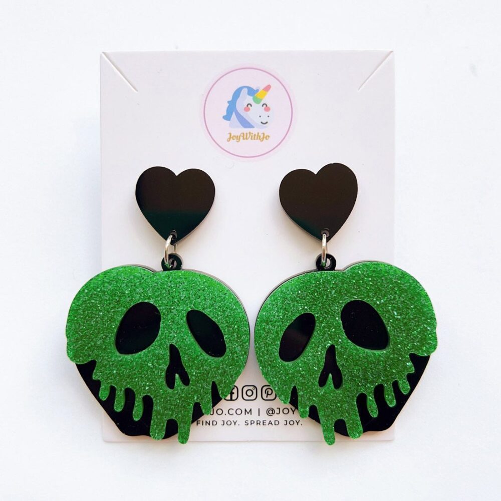green-glitter-poison-apple-earrings