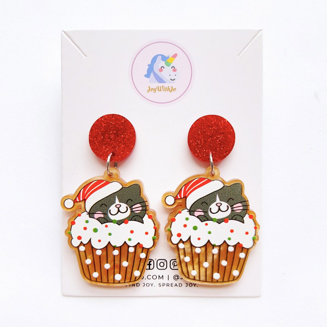cute-cupcake-cat-christmas-earrings cute-cupcake-cat-christmas-earrings
