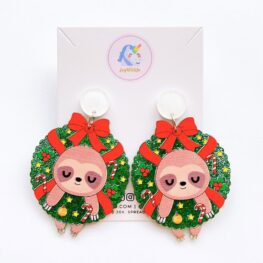 cute-sloth-in-wreath-christmas-earrings-1
