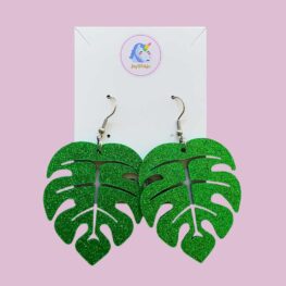 large-glitter-monstera-leaf-earrings-hook-earrings