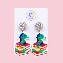 cute-reading-seahorse-book-stack-book-week-earrings