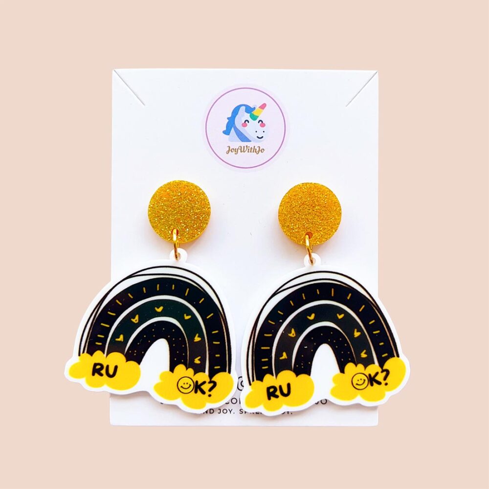 cute-whimsical-rainbow-r-u-ok-earrings-black