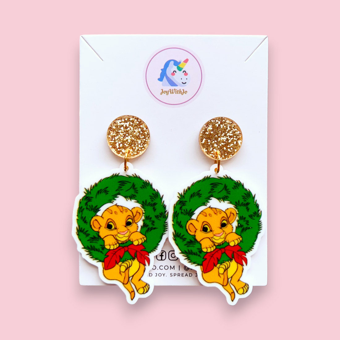 too-cute-lion-king-simba-christmas-wreath-christmas-earrings too-cute-lion-king-simba-christmas-wreath-christmas-earrings