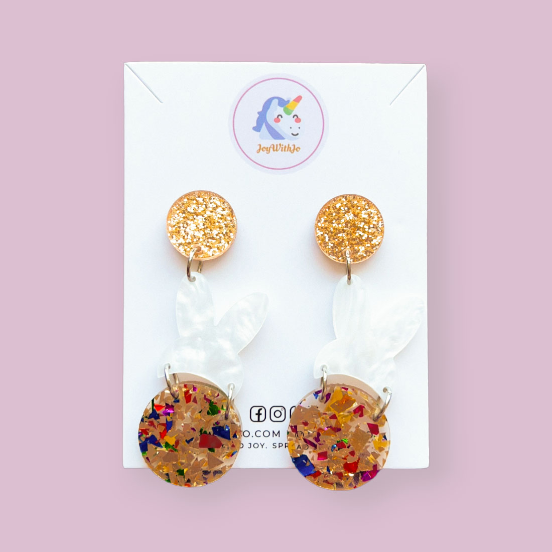 foil-glitter-rabbit-acrylic-earrings-gold foil-glitter-rabbit-acrylic-earrings-gold