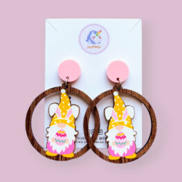 too-cute-bunny-gnome-easter-egg-wood-easter-earrings-yellow