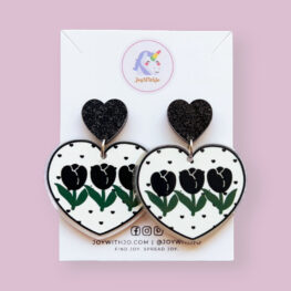 black-and-white-tulip-floral-earrings
