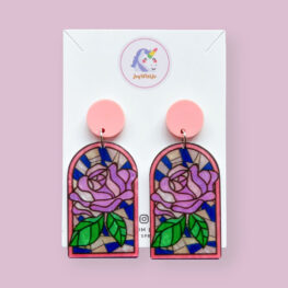 stained-glass-inspired-unique-floral-earrings-red-purple