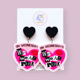 on-wednesdays-we-wear-pink-quote-earrings