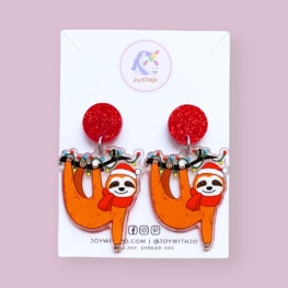 hanging-in-there-sloth-christmas-earrings
