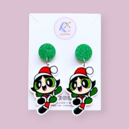too-cute-buttercup-powerpuff-girls-christmas-earrings