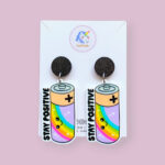 Joy With Jo Reviews stay positive battery inspirational quote earrings