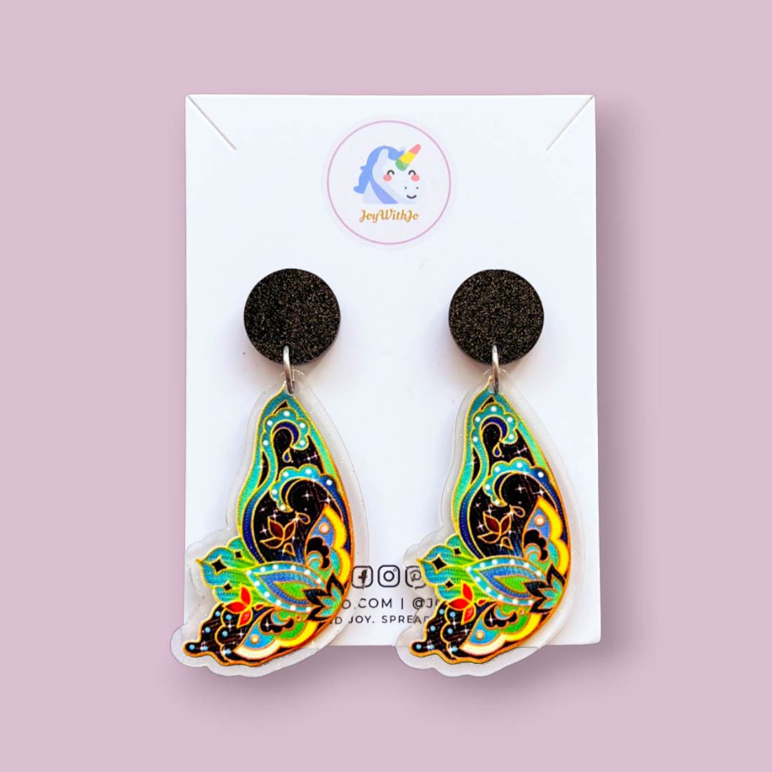 stain-glass-inspired-acrylic-butterfly-wing-earrings-green stain-glass-inspired-acrylic-butterfly-wing-earrings-green