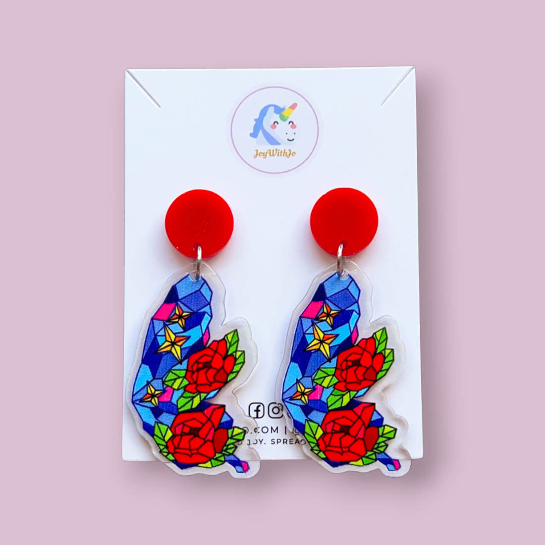 stain-glass-inspired-acrylic-butterfly-wing-earrings-red stain-glass-inspired-acrylic-butterfly-wing-earrings-red
