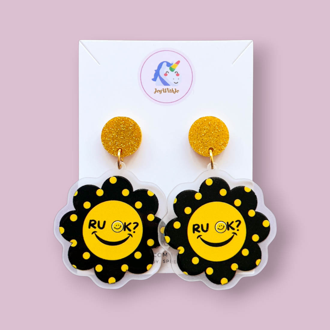 cute-polka-dots-floral-r-u-ok-earrings-acrylic-earrings cute-polka-dots-floral-r-u-ok-earrings-acrylic-earrings