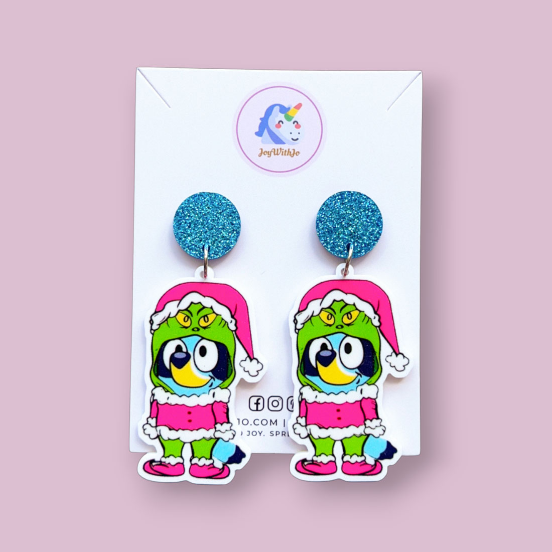 cute-grinch-bluey-christmas-earrings-pink cute-grinch-bluey-christmas-earrings-pink