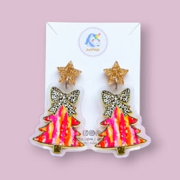 paisley-acrylic-christmas-tree-earrings